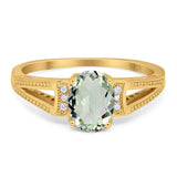 Art Deco Oval Natural Stone Wedding Ring