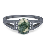 Art Deco Oval Natural Stone Wedding Ring