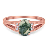 Art Deco Oval Natural Stone Wedding Ring
