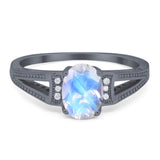 Art Deco Oval Natural Stone Wedding Ring