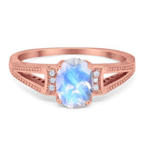 Art Deco Oval Natural Stone Wedding Ring