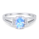 Art Deco Oval Natural Stone Wedding Ring