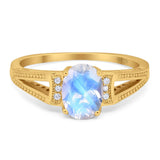 Art Deco Oval Natural Stone Wedding Ring