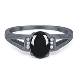 Art Deco Oval Natural Stone Wedding Ring
