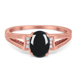 Art Deco Oval Natural Stone Wedding Ring