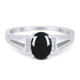 Art Deco Oval Natural Stone Wedding Ring
