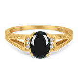 Art Deco Oval Natural Stone Wedding Ring