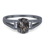 Art Deco Oval Natural Stone Wedding Ring
