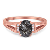 Art Deco Oval Natural Stone Wedding Ring