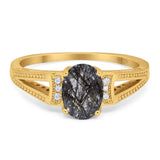 Art Deco Oval Natural Stone Wedding Ring