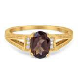 Art Deco Oval Natural Stone Wedding Ring