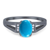 Art Deco Oval Natural Stone Wedding Ring