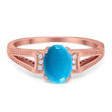 Art Deco Oval Natural Stone Wedding Ring