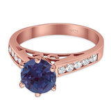 Round Natural Stone Engagement Ring