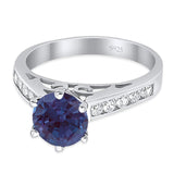 Vintage Style Round Lab Alexandrite Wedding Ring 925 Sterling Silver