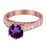 Round Natural Stone Engagement Ring