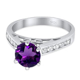 Round Natural Stone Engagement Ring