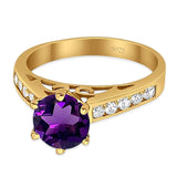 Round Natural Stone Engagement Ring