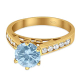 Round Natural Stone Engagement Ring