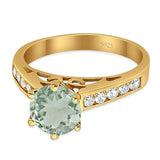 Round Natural Stone Engagement Ring