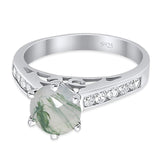 Round Natural Stone Engagement Ring