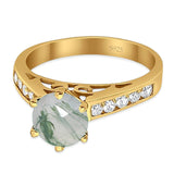 Round Natural Stone Engagement Ring