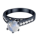 Round Natural Stone Engagement Ring