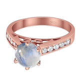 Round Natural Stone Engagement Ring