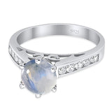 Round Natural Stone Engagement Ring