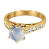 Round Natural Stone Engagement Ring