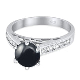 Round Natural Stone Engagement Ring