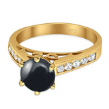 Round Natural Stone Engagement Ring