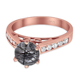 Round Natural Stone Engagement Ring