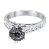 Round Natural Stone Engagement Ring