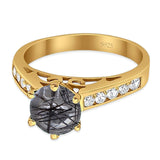 Round Natural Stone Engagement Ring