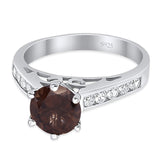 Round Natural Stone Engagement Ring