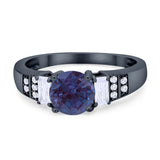 Three Stone Round Natural Stone Ring