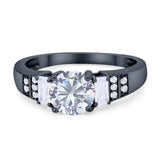 Three Stone Round Natural Stone Ring