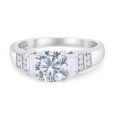 Three Stone Round Natural Stone Ring