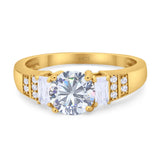 Three Stone Round Natural Stone Ring