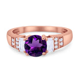 Three Stone Round Natural Stone Ring