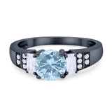 Three Stone Round Natural Stone Ring