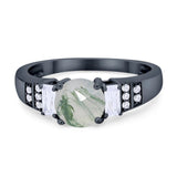 Three Stone Round Natural Stone Ring