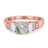 Three Stone Round Natural Stone Ring