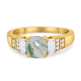 Three Stone Round Natural Stone Ring