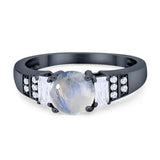 Three Stone Round Natural Stone Ring