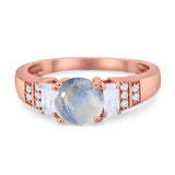 Three Stone Round Natural Stone Ring