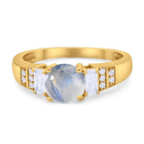 Three Stone Round Natural Stone Ring