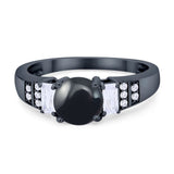 Three Stone Round Natural Stone Ring