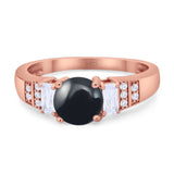 Three Stone Round Natural Stone Ring